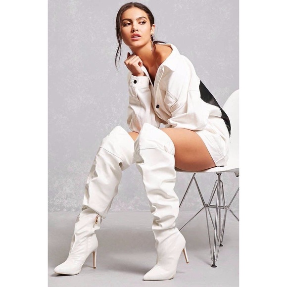 Beige over the knee slouch Boots - Picture 2 of 8